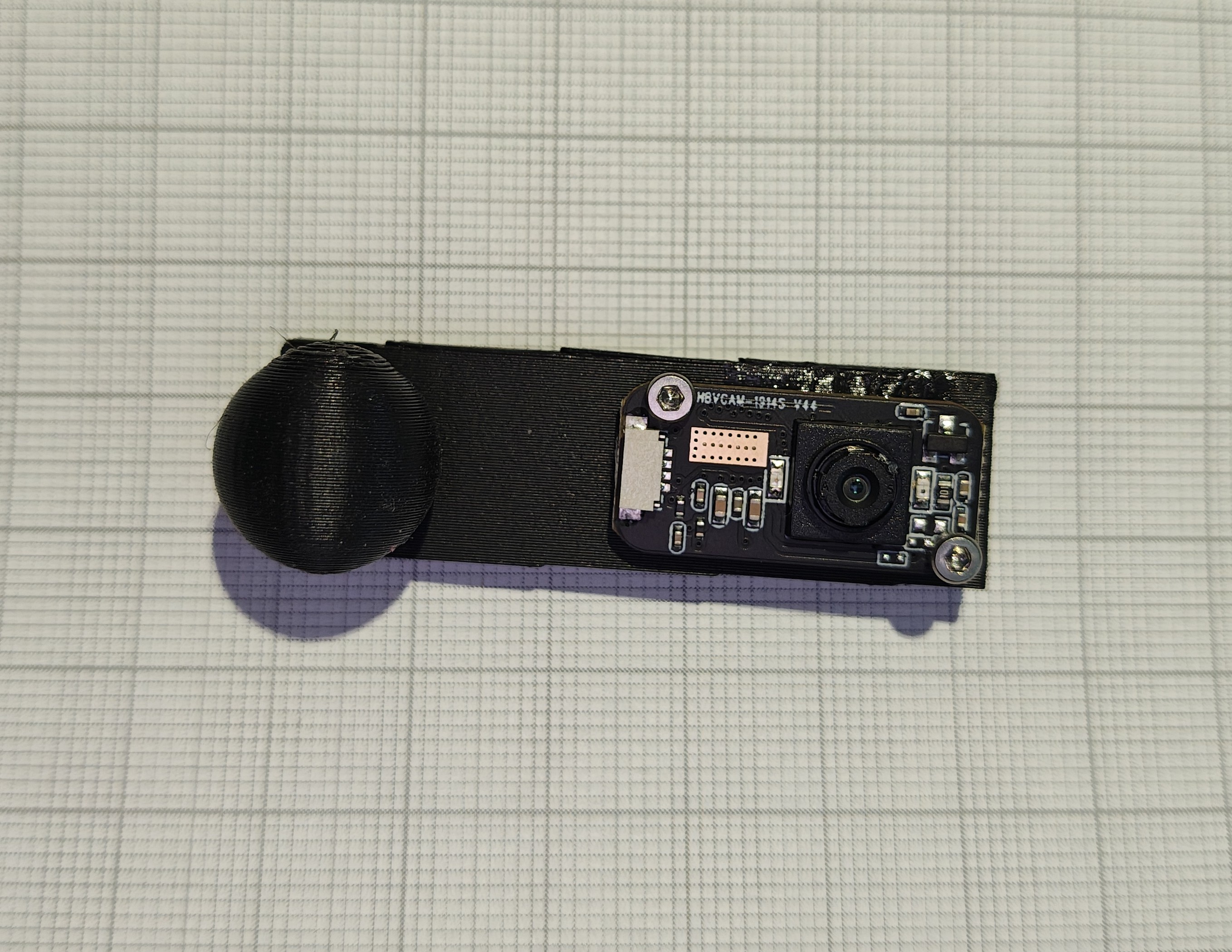 Camera mounted on the 3D-printed support